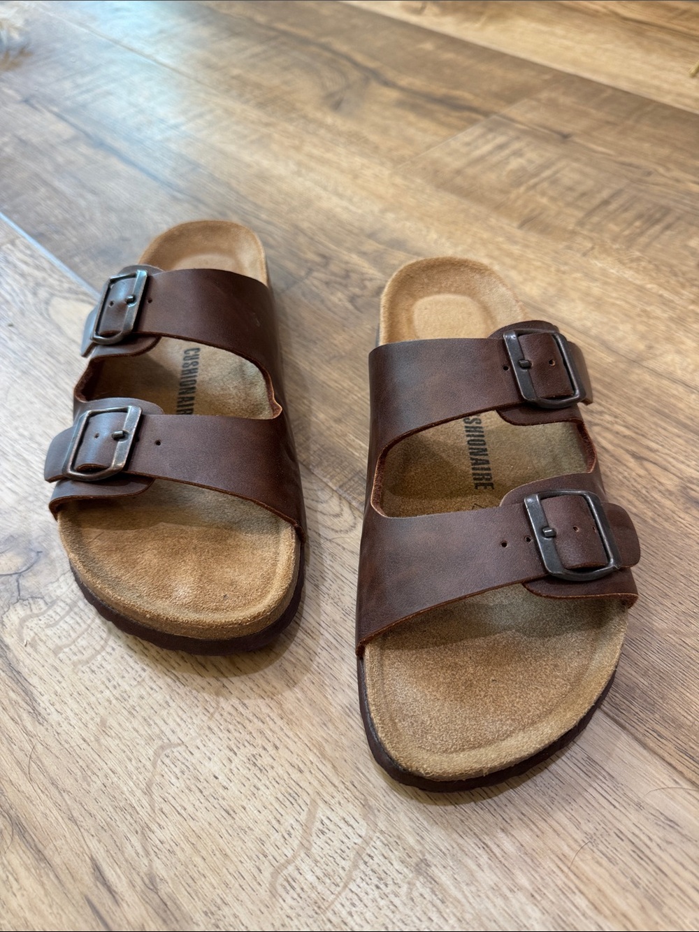 Brown Double Buckle Slide Sandals - Picture 6 of 7